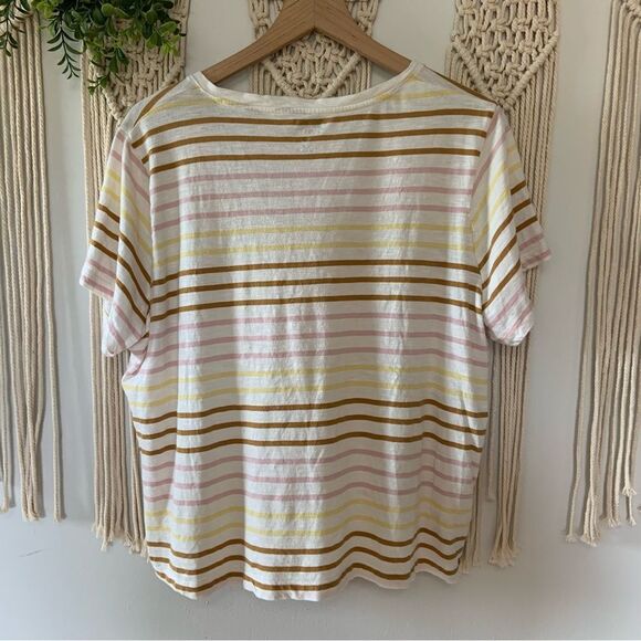 MADEWELL Women’s Organic Cotton Blend Striped V-Neck Tee Size 3X - Picture 3 of 10